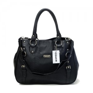 Coach Embossed Logo Medium Black Totes DGA