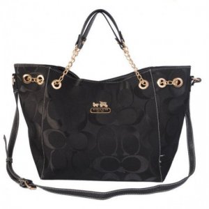 Coach Chelsea In Signature Medium Black Totes AZB