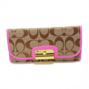 Coach Kristin In Signature Large Pink Wallets DVP