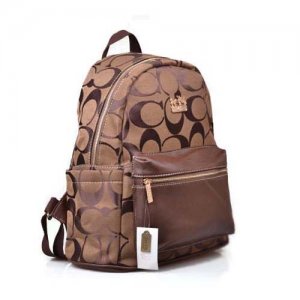 Coach Logo Monogram Medium Coffee Backpacks DPH