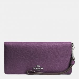 Fashion Women Real Coach Slim Wallet In Colorblock Leather