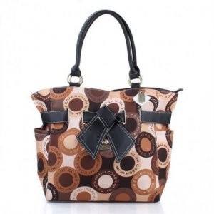 Coach Poppy Bowknot Monogram Medium Brown Totes EUE