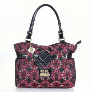 Coach Poppy Bowknot Monogram Medium Red Totes DQI