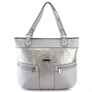 Coach In Printed Signature Large Silver Totes BAB