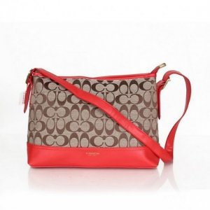 Coach Convertible Hippie In Signature Medium Red Crossbody Bags AZA