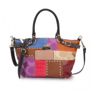 Coach Holiday Kelsey In Signature Medium Black Multi Satchels EBN