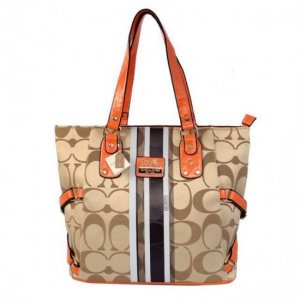 Coach In Signature Logo Medium Khaki Totes BFF