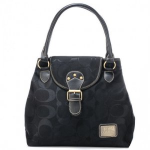 Coach Buckle In Signature Medium Black Satchels BNT