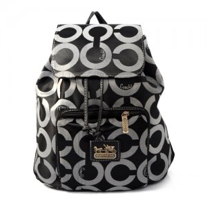 Coach Classic In Signature Medium Black Backpacks EJA