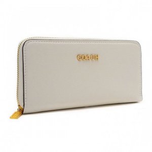 Coach Accordion Zip In Saffiano Large White Wallets EUQ