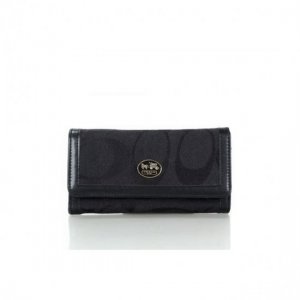 Coach Envelope Big Logo Small Black Wallets FFB