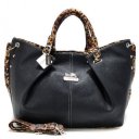 Coach Madison Leopard Large Black Satchels ACN