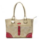 Coach Stud In Monogram Large Khaki Satchels BYE