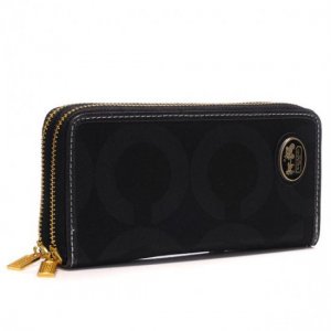 Coach Big Logo Large Black Wallets AXW