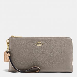 Fashion Decorative Coach Double Zip Wallet In Colorblock Leather
