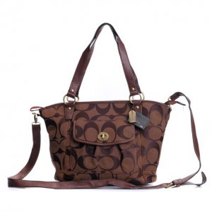 Coach Logo Signature Lock Medium Coffee Totes DZW