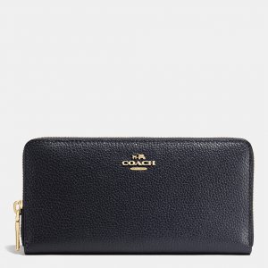 Fashion Classic Coach Accordion Zip Wallet In Pebble Leather