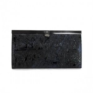 Coach Egyptian Wall Painting Large Black Wallets EEA