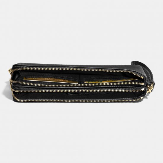 Portable Multi-Function Coach Double Zip Wallet In Pebble Leather