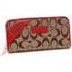 Coach Zip In Signature Large Red Wallets DUH