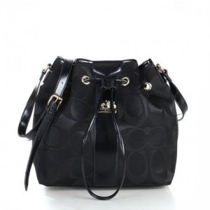 Coach Drawstring Medium Black Shoulder Bags FCE