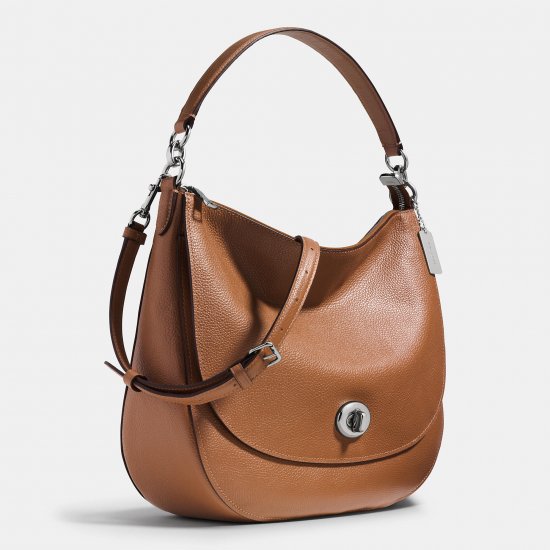 New Realer Coach Turnlock Hobo In Pebble Leather