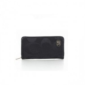 Coach Big Logo Signature Small Black Wallets FEW