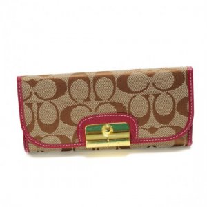 Coach Kristin In Signature Large Fuchsia Wallets DVO