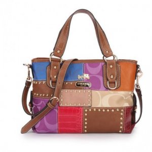 Coach Holiday Matching Stud Medium Brown Multi Totes EBR