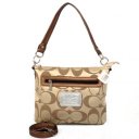 Coach Zip In Logo Small Khaki Shoulder Bags CGA