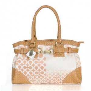 Coach Knitted Logo Large Apricot Satchels ERV