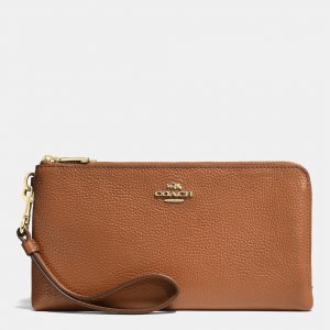 2016 New Coach Double Zip Wallet In Pebble Leather