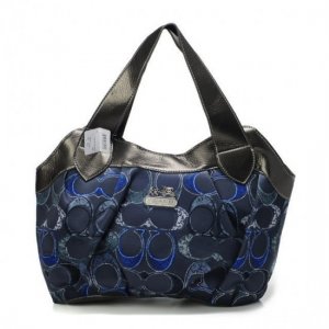 Coach Legacy Logo In Signature Medium Navy Hobo BPM